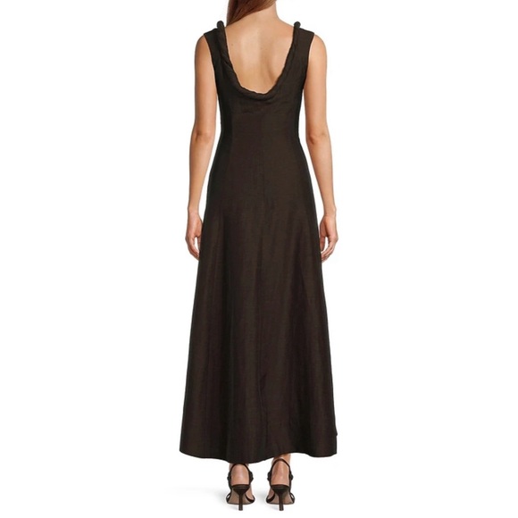 Antonio Melani M.G. Style Margery Brown Linen Blend Scoop Neck A-Line Maxi Dress - Picture 16 of 16